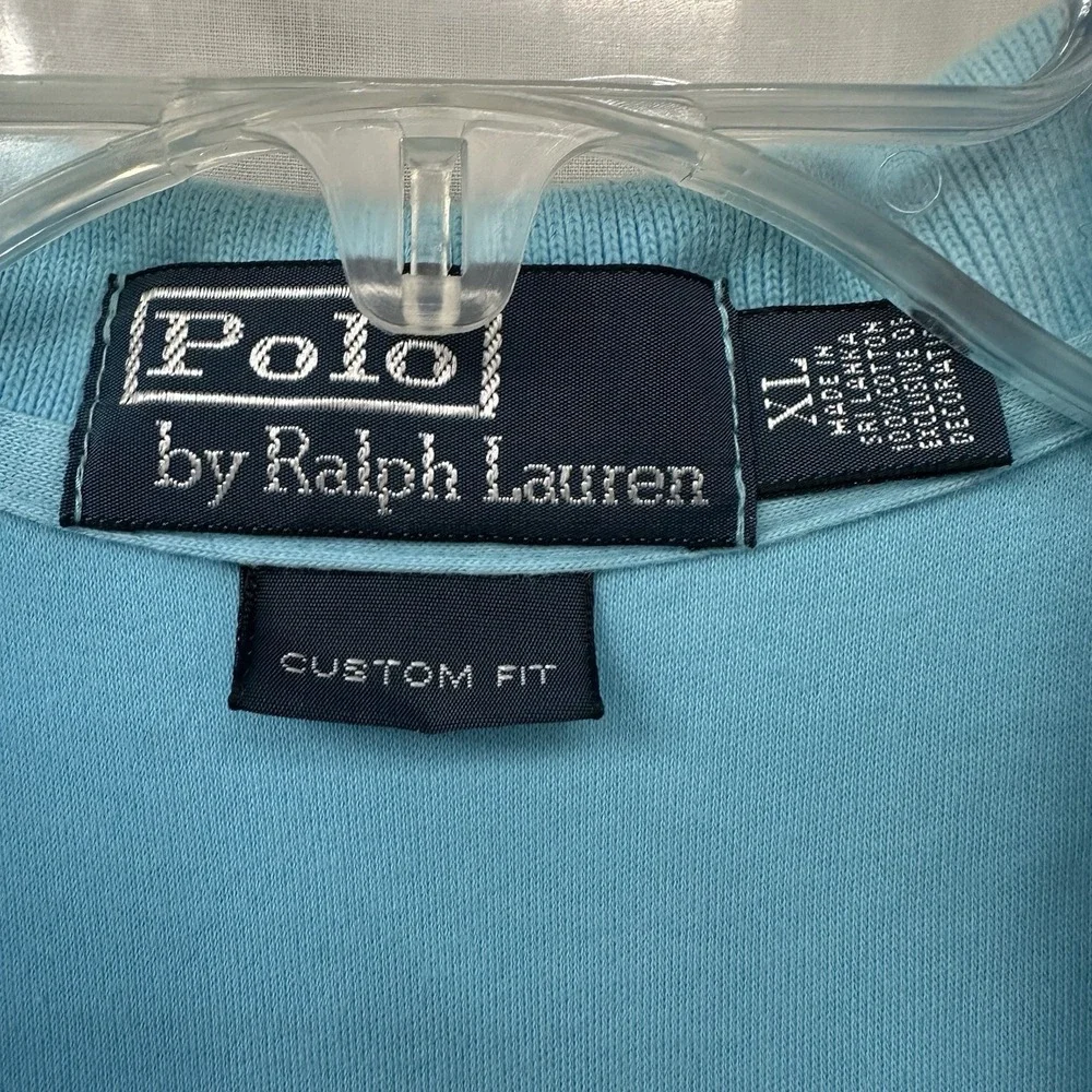 Polo Ralph Lauren Light XL Light‎ Blue Custom Fit Short Sleeve Shirt Purple Pony